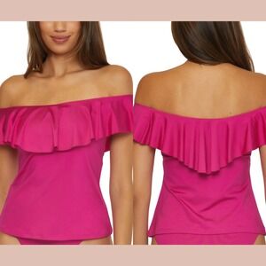 NWT‎ $118 TRINA TURK [ 8 ] Monaco Off Shoulder Bandeau Tankini Top Sangria T1972